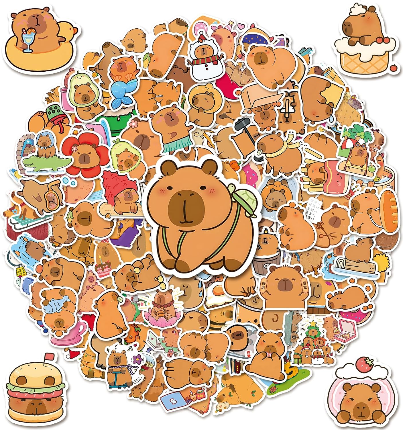 '200 capybara stickers in various designs'