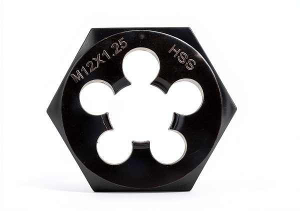 HARFINGTON Hex Threading Die M12 x 1.25 Metric Thread Right Hand High Speed Steel Rethreading Fixed Die Screw Cutting Tapping Repair Tool-3