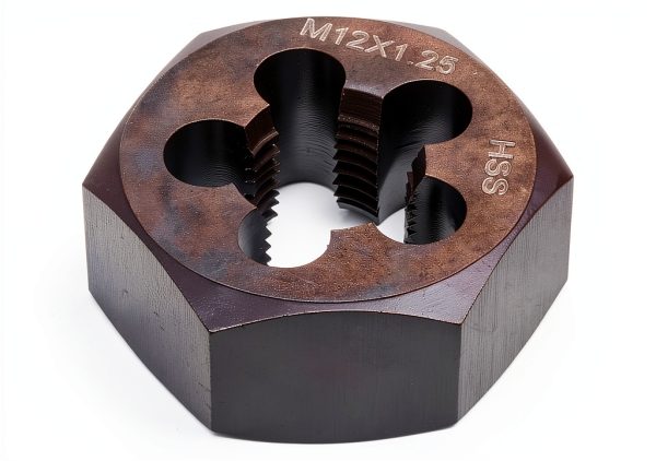 HARFINGTON Hex Threading Die M12 x 1.25 Metric Thread Right Hand High Speed Steel Rethreading Fixed Die Screw Cutting Tapping Repair Tool-0