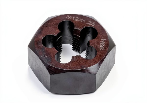 HARFINGTON Hex Threading Die M12 x 1.25 Metric Thread Right Hand High Speed Steel Rethreading Fixed Die Screw Cutting Tapping Repair Tool-1
